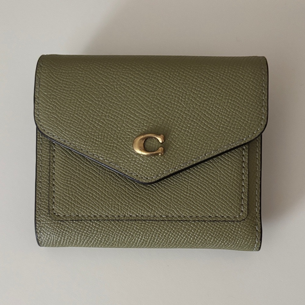 Coach Olive Green Wallet with Gold Accent